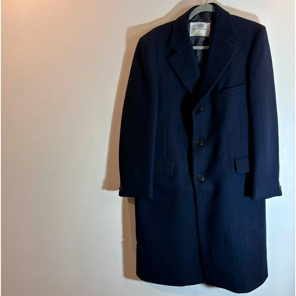 AQUASCUTUM Sz 40 Wool Removable Lining Herringbone Shoulder Pads Mid-Length Coat